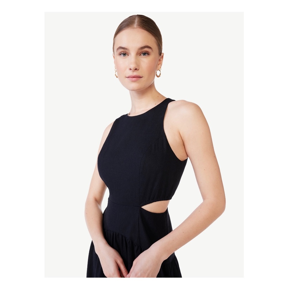 NWT! LINEN CUTOUT MIDI DRESS.